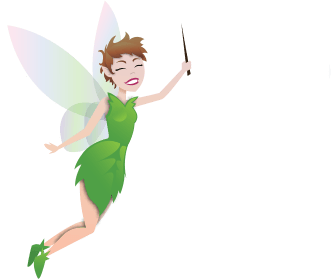 animated female fairy in dress with wings